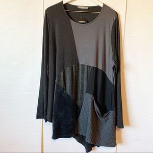 Alembika Asymmetrical Patchwork Tunic Top in size 7